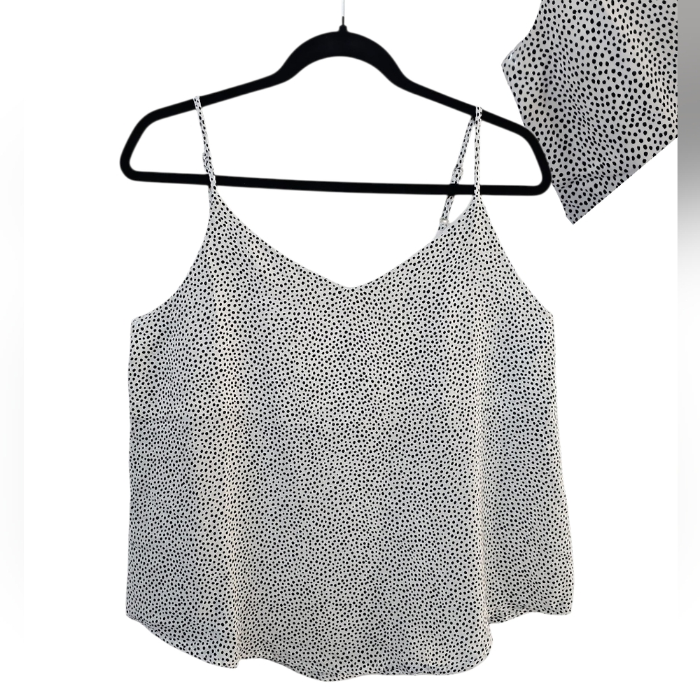 New Anthropologie Polka Dot Cami Top Size L White Animal Print Romantic Feminine